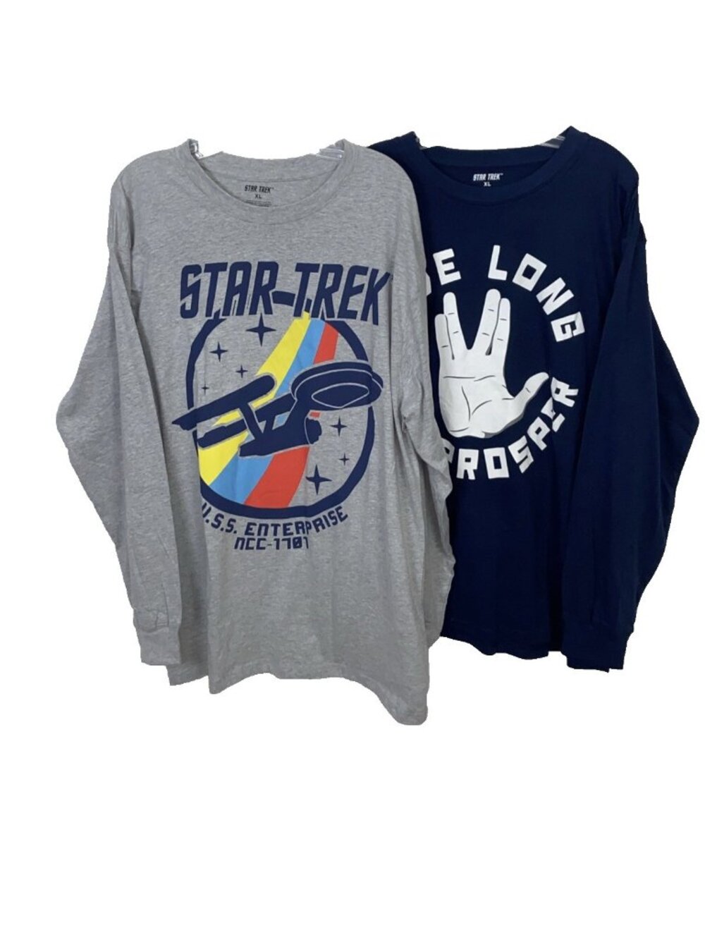 Star Trek  Men's L/S  tee t Shirt Size XL USS Enterprise / Live long & Prosper